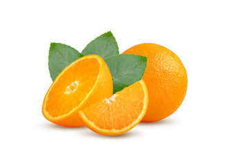 Fresh orange on white background