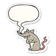 cartoon rat and speech bubble sticker