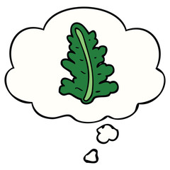 cartoon leaf and thought bubble