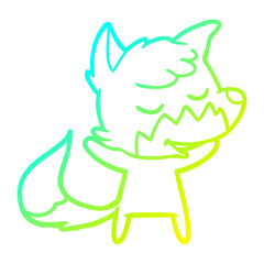 Fototapeta premium cold gradient line drawing friendly cartoon fox