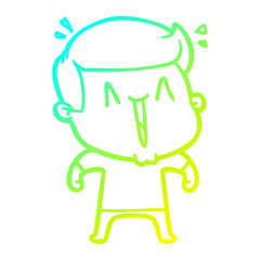 cold gradient line drawing cartoon excited man