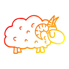 warm gradient line drawing cartoon sheep with horns