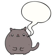 cartoon cat and speech bubble