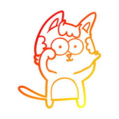 warm gradient line drawing happy cartoon cat