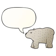 cartoon bear and speech bubble in smooth gradient style