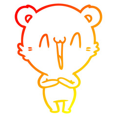 warm gradient line drawing happy bear cartoon