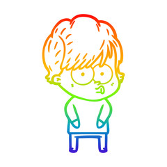 rainbow gradient line drawing cartoon woman