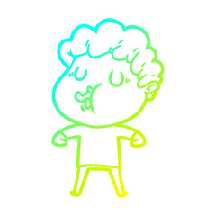 cold gradient line drawing cartoon man singing