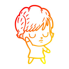 warm gradient line drawing cartoon woman