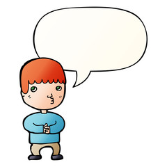 cartoon man thinking and speech bubble in smooth gradient style