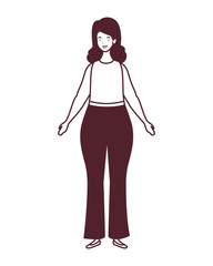 silhouette of woman standing on white background