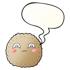 cartoon biscuit and speech bubble in smooth gradient style