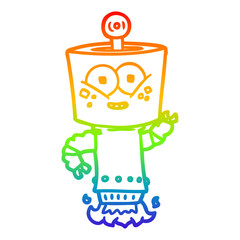 Naklejka premium rainbow gradient line drawing happy cartoon robot