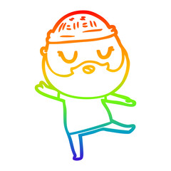 Obraz premium rainbow gradient line drawing cute cartoon man with beard