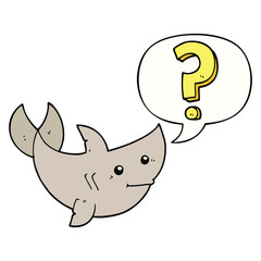 cartoon shark asking question and speech bubble