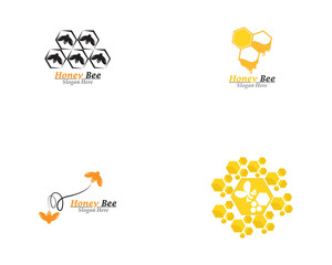 Bee and Honey comb logo template icon vector