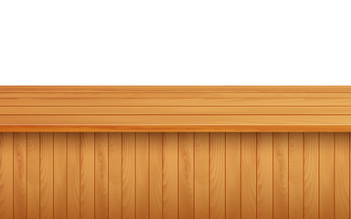 wooden table on the white background