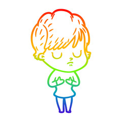 rainbow gradient line drawing cartoon woman