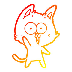 Obraz premium warm gradient line drawing funny cartoon cat