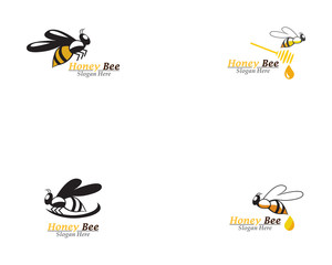 Bee and Honey comb logo template icon vector