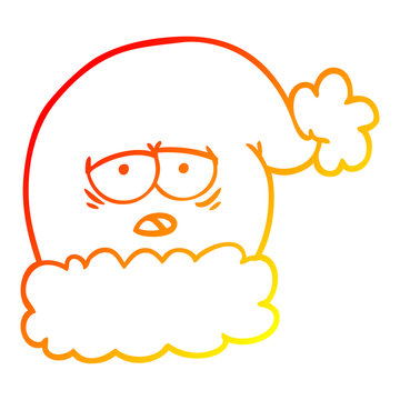 recommend clip art: warm gradient line drawing cartoon christmas santa hat with tired face