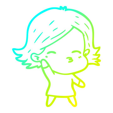 recommend clip art: cold gradient line drawing cartoon woman
