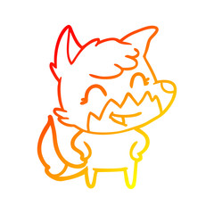 warm gradient line drawing happy cartoon fox
