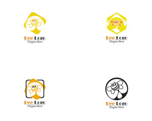 Bee and Honey comb logo template icon vector