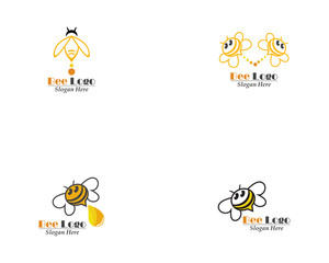 Fototapeta na wymiar Bee and Honey comb logo template icon vector