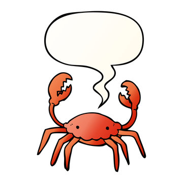cartoon crab and speech bubble in smooth gradient style