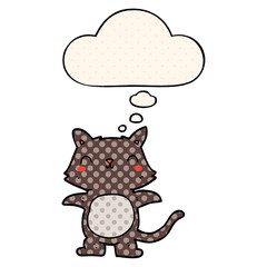 cartoon cat and thought bubble in comic book style