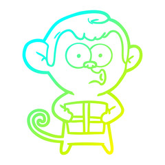 cold gradient line drawing cartoon christmas monkey