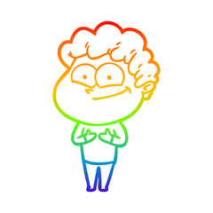 rainbow gradient line drawing cartoon happy man