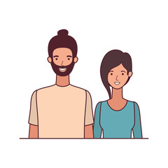 Fototapeta premium young couple in white background avatar character