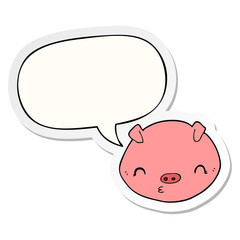 cartoon pig and speech bubble sticker