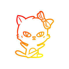 Obraz premium warm gradient line drawing cute cartoon cat