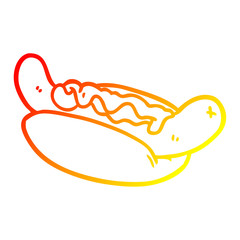 warm gradient line drawing fresh tasty hot dog