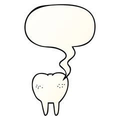 cartoon tooth and speech bubble in smooth gradient style