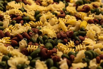 multi-colored dry pasta
