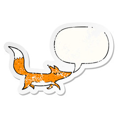 cartoon wolf and speech bubble distressed sticker