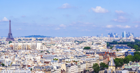 Fototapeta na wymiar Vue sur Paris la Tour Eiffel et la Défense 