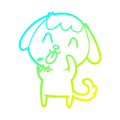 cold gradient line drawing rude dog cartoon