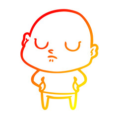 warm gradient line drawing cartoon bald man