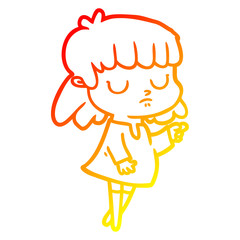 warm gradient line drawing cartoon indifferent woman