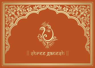 Fototapeta premium Ganesha, wedding card, royal Rajasthan, India 