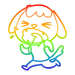 rainbow gradient line drawing cute cartoon dog barking