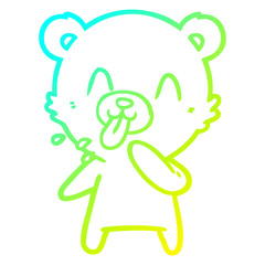 cold gradient line drawing rude cartoon polar bear sticking out tongue