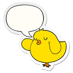 cartoon bird and speech bubble sticker