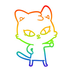 rainbow gradient line drawing cute cartoon cat