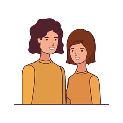 young couple in white background avatar character